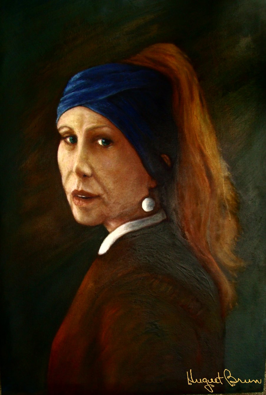 Femme à la perle, autoportrait Huile 24 x 36"